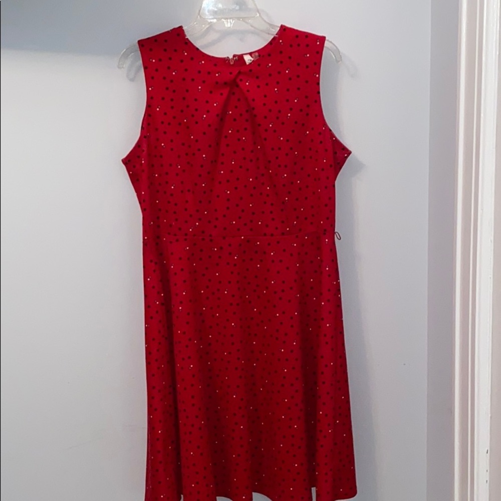 NY collection petite Large red polka dot dress